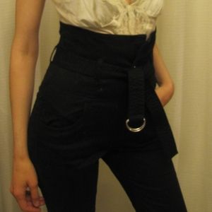 NWOT H&M Super High Waisted Black Pants With Belt